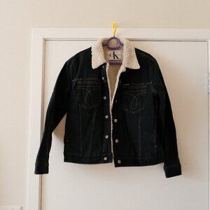 (S) Calvin Klein Navy Blue Jacket with Shearling